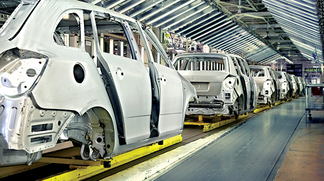 assembly line at automotive plant